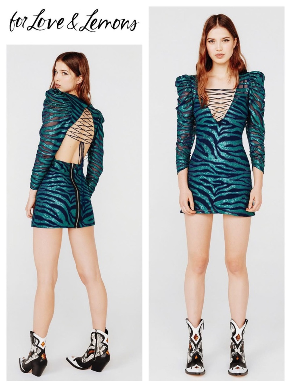 FOR LOVE & LEMONS Vixen Lace Up Dress in Tiger